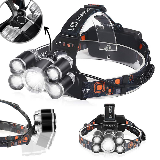 ZOOM led naglavna lampa 5×Cree T6 | domet 300 m, vodootporna