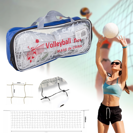 Mreža za odbojku 9,5 x 1 m s užetom i torbom – za plažu, dvorište i trening