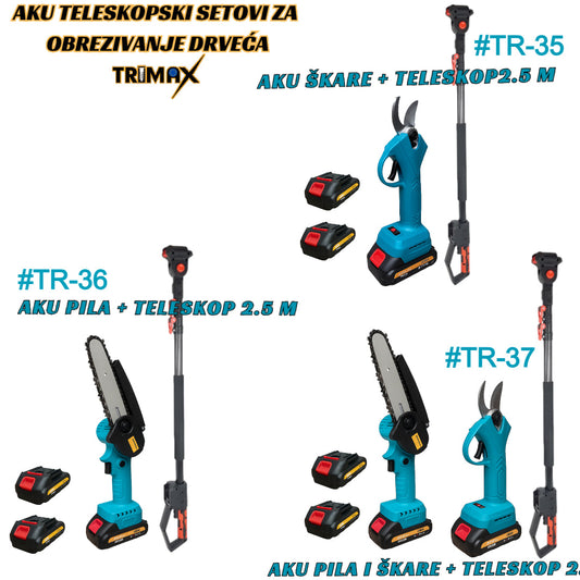 Trimax aku teleskopski setovi za obrezivanje drveća