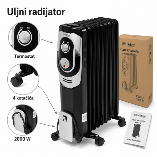 Uljni električni radijator s termostatom 2000 W KD6512