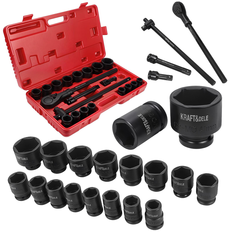 Račna + produžeci + udarne nasadne gedore 3/4" – KRAFT&DELE