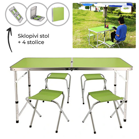 Sklopivi Stol | 60x70x120cm + 4 stolice