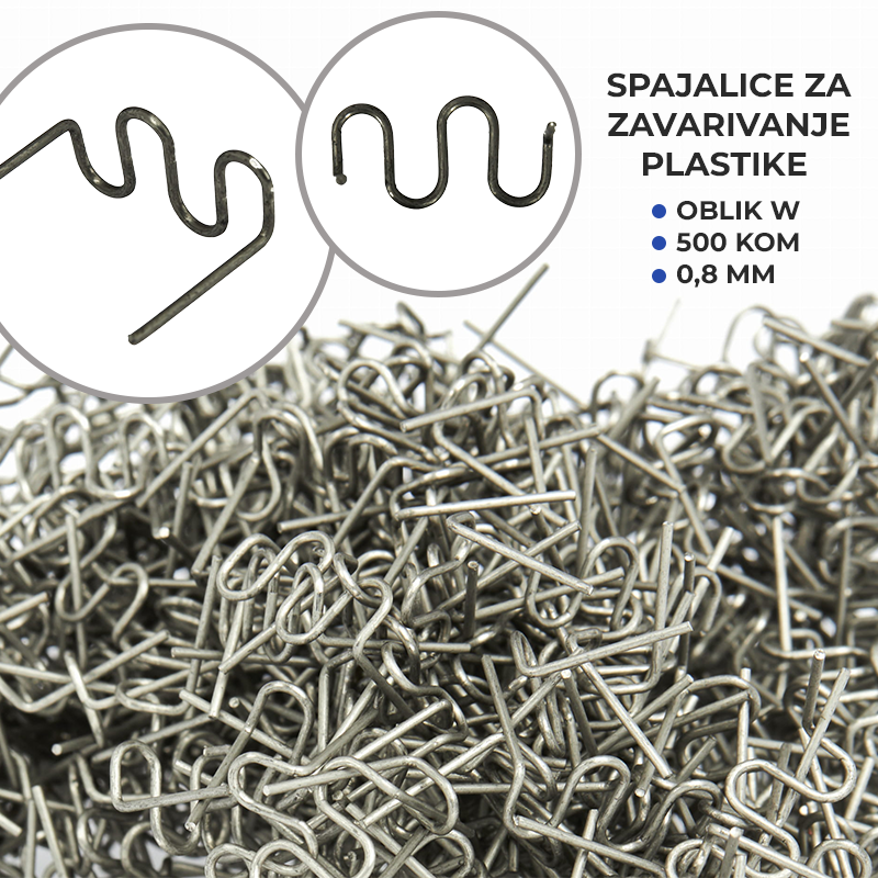 Spajalice za zavarivanje plastike – oblik W / 500 kom / 0,8 mm