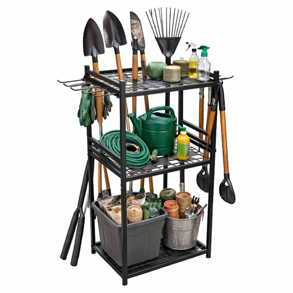 Stalak Za Vrtni Alat 81 x 43 x 30 cm Crni
