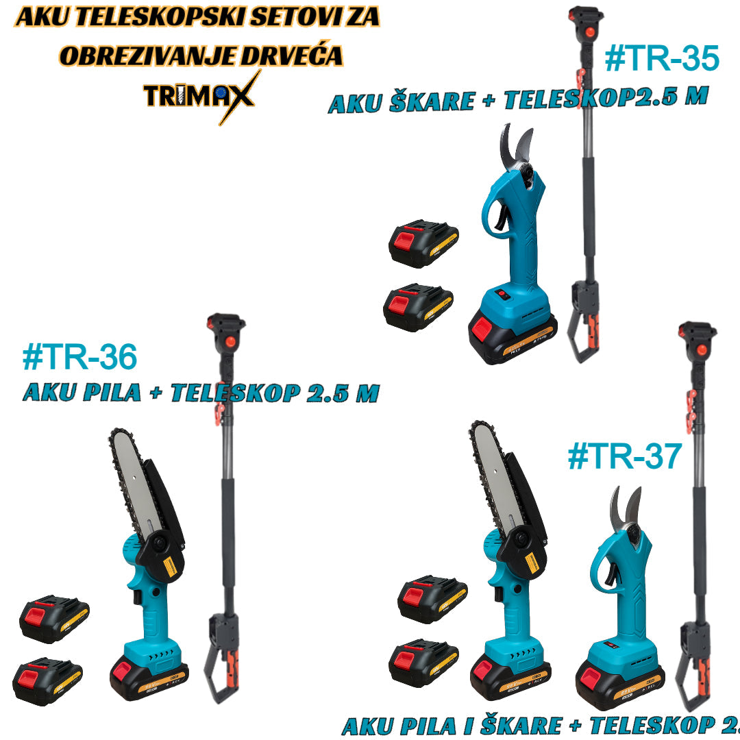 Trimax aku teleskopski setovi za obrezivanje drveća